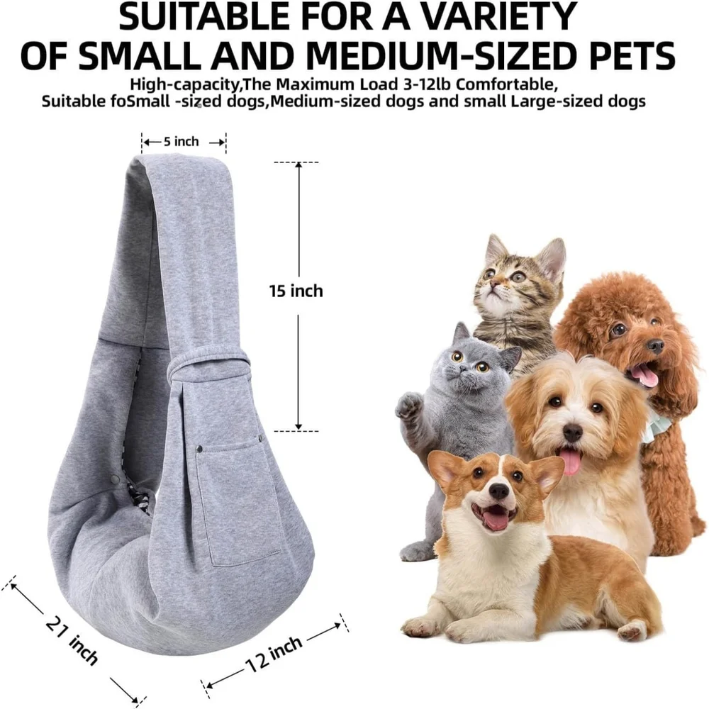 Gray Dog Travel Sling Carrier for Easy Pet Transport